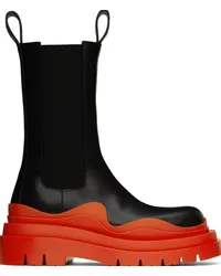 Bottega Veneta Black & Orange Tire Chelsea Boots Black