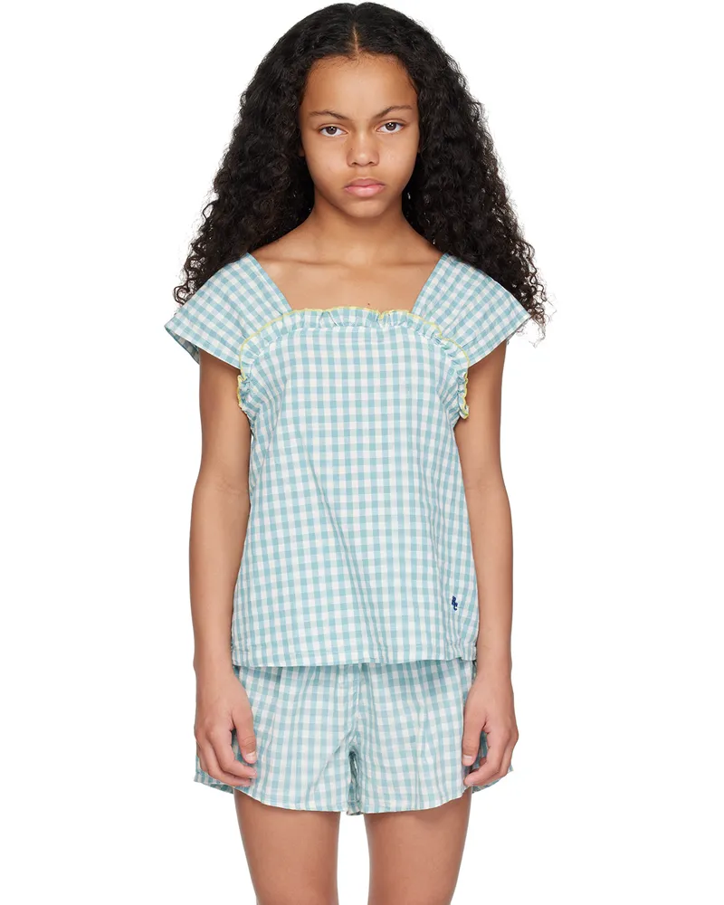 BOBO CHOSES Kids Blue Vichy Tank Top Light