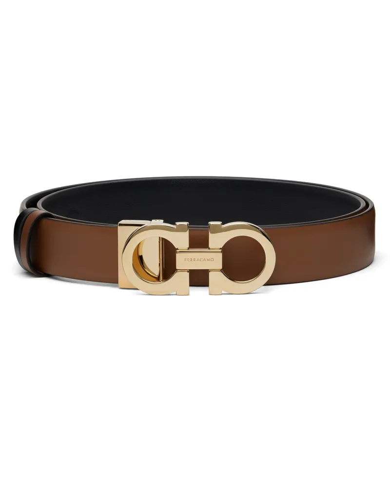 Ferragamo Tan & Black Gancini Reversible Belt 527