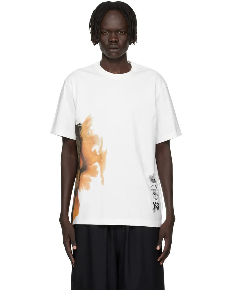 Y-3 White AOP Short Sleeve T-shirt White