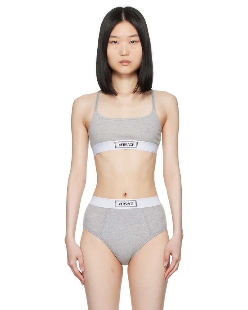 Versace Gray Scoop Neck Bra 1e130-grey