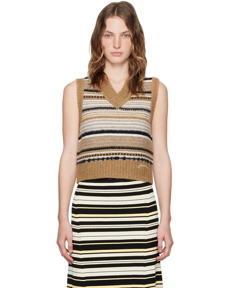 Ganni Brown Striped Vest 177
