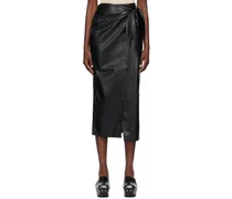 Black Carola Vegan Leather Midi Skirt