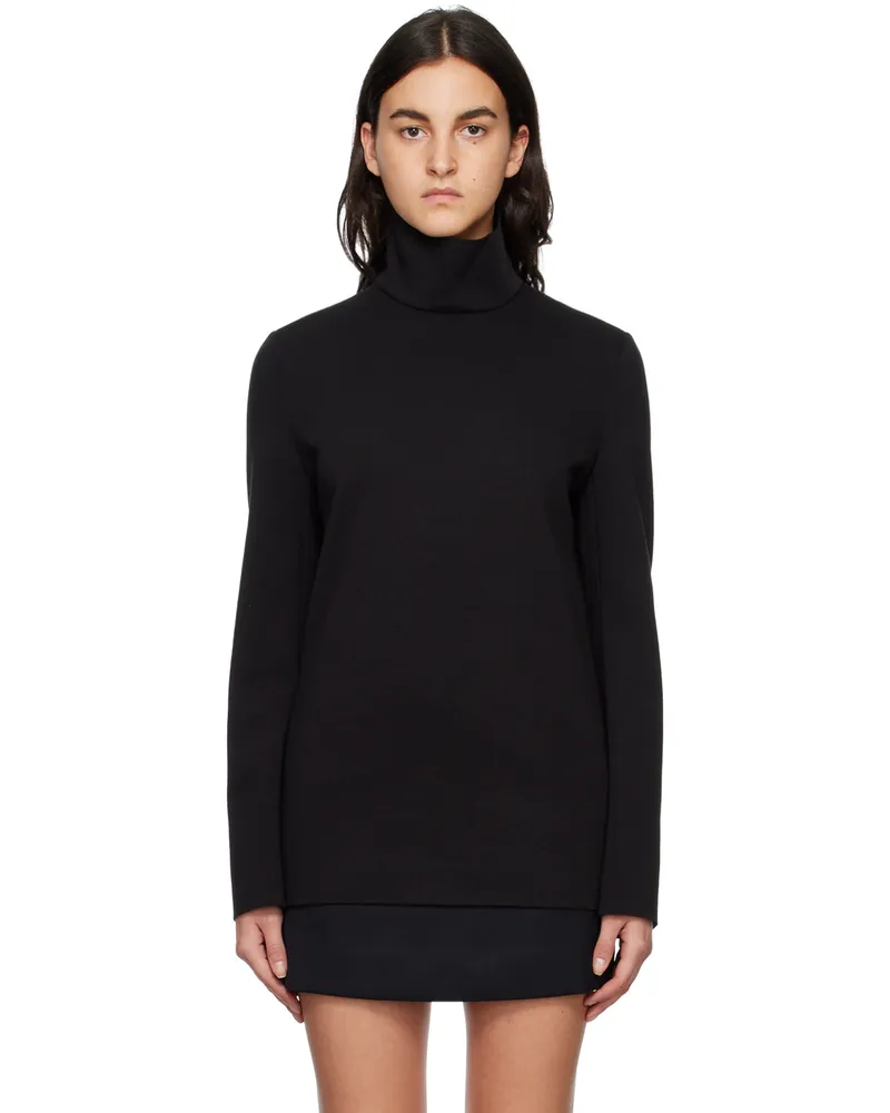 GIA STUDIOS Black Raw Edge Turtleneck Black