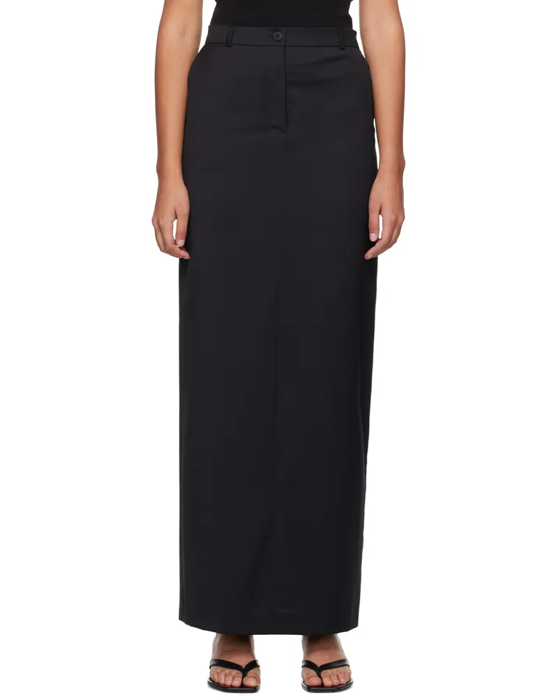 Olēnich Black Fitted Maxi Skirt Black