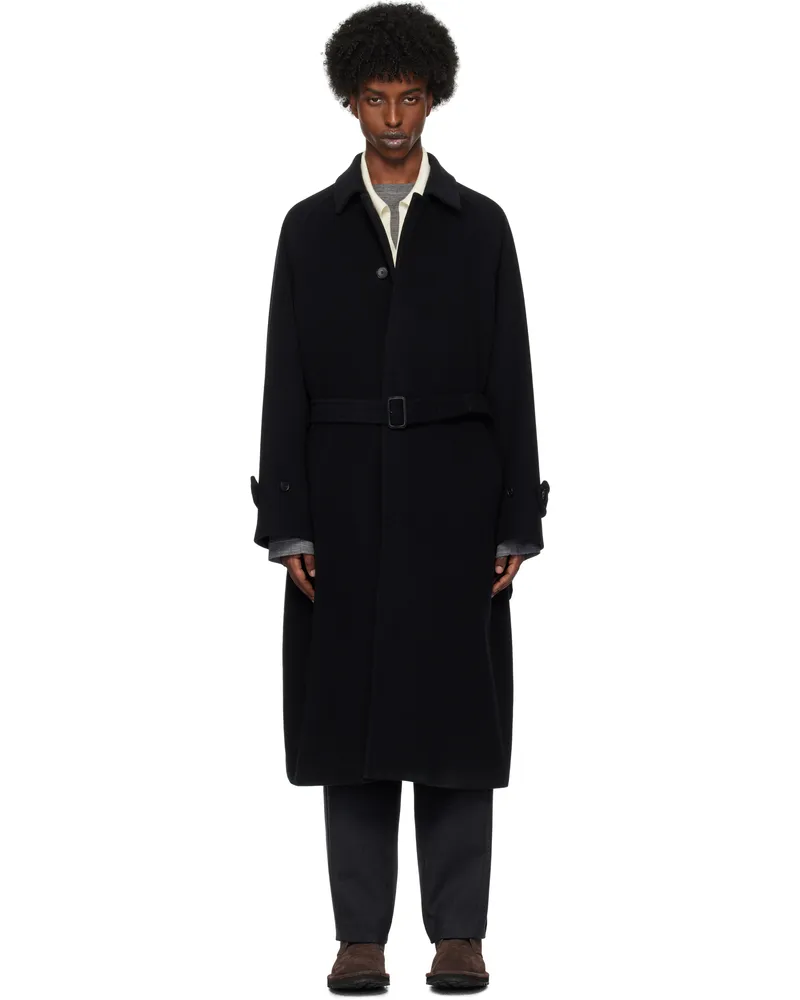 AURALEE Black Mosser Soutien Collar Coat Black