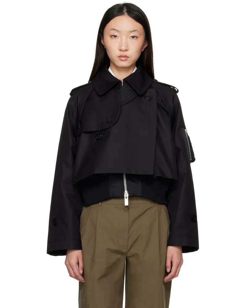 Sacai Black Cotton Gabardine x Nylon Twill Jacket 001