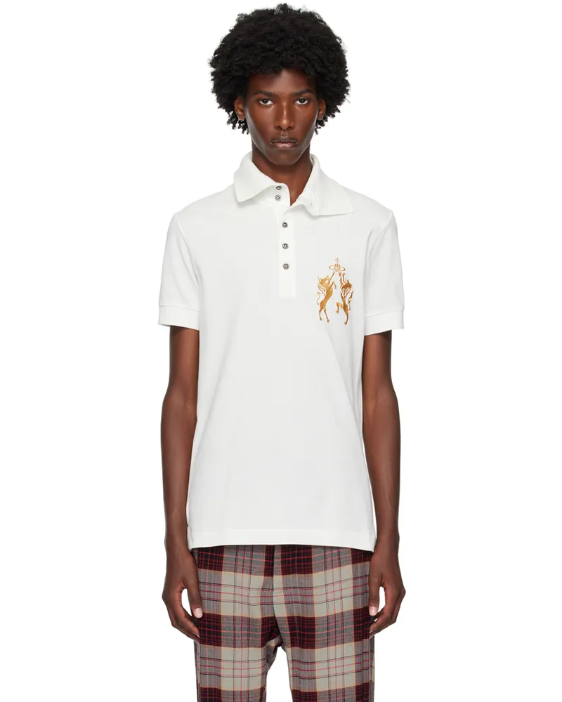 Vivienne Westwood White Unicorn & Lion Polo Aw24-white