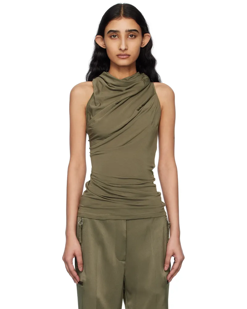Helmut Lang Khaki Sleeveless Wind Top Olive