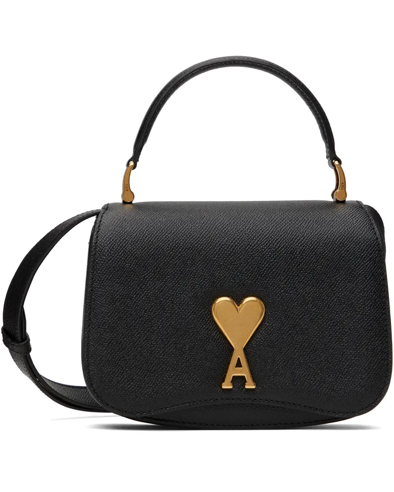AMI Paris Black Leather Top Handle Paris Paris Bag Black