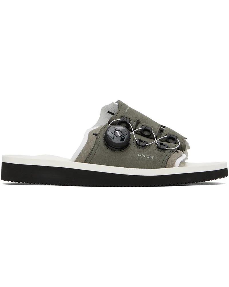 SUICOKE Gray & White LETA-ab Sandals Gray