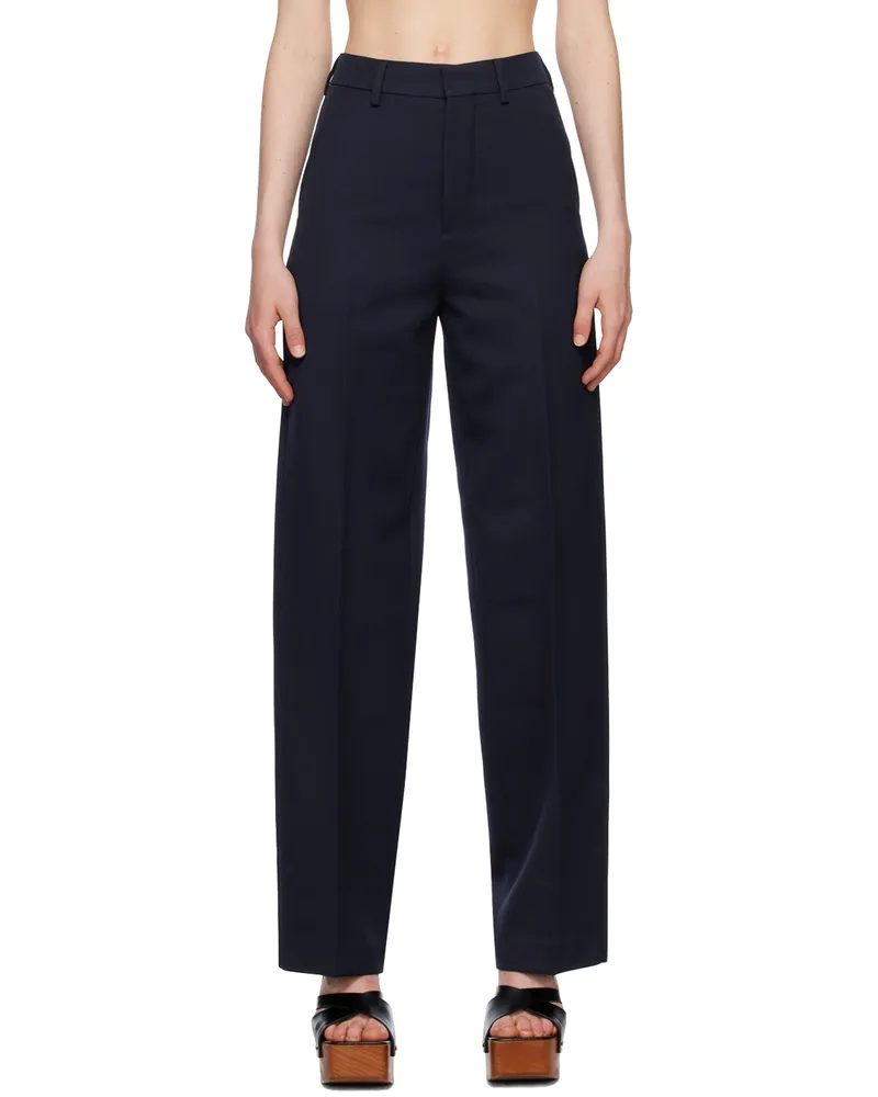 AMI Paris Navy Wide-Leg Trousers 491