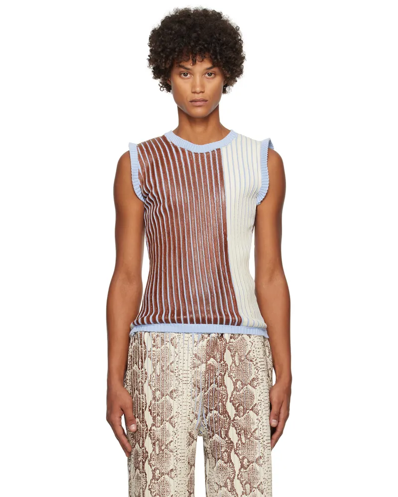 Stanley Raffington SSENSE Exclusive Off-White & Brown Tank Top Brown