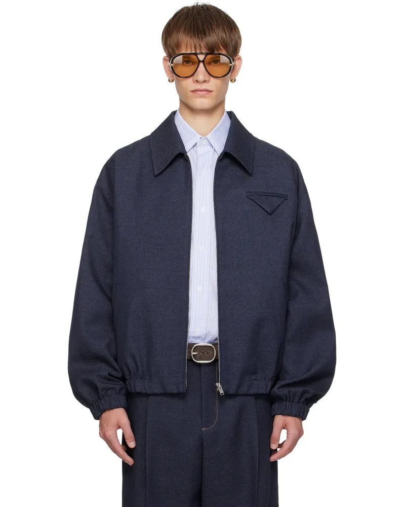 Bottega Veneta Navy Wool Blouson Jacket 4023