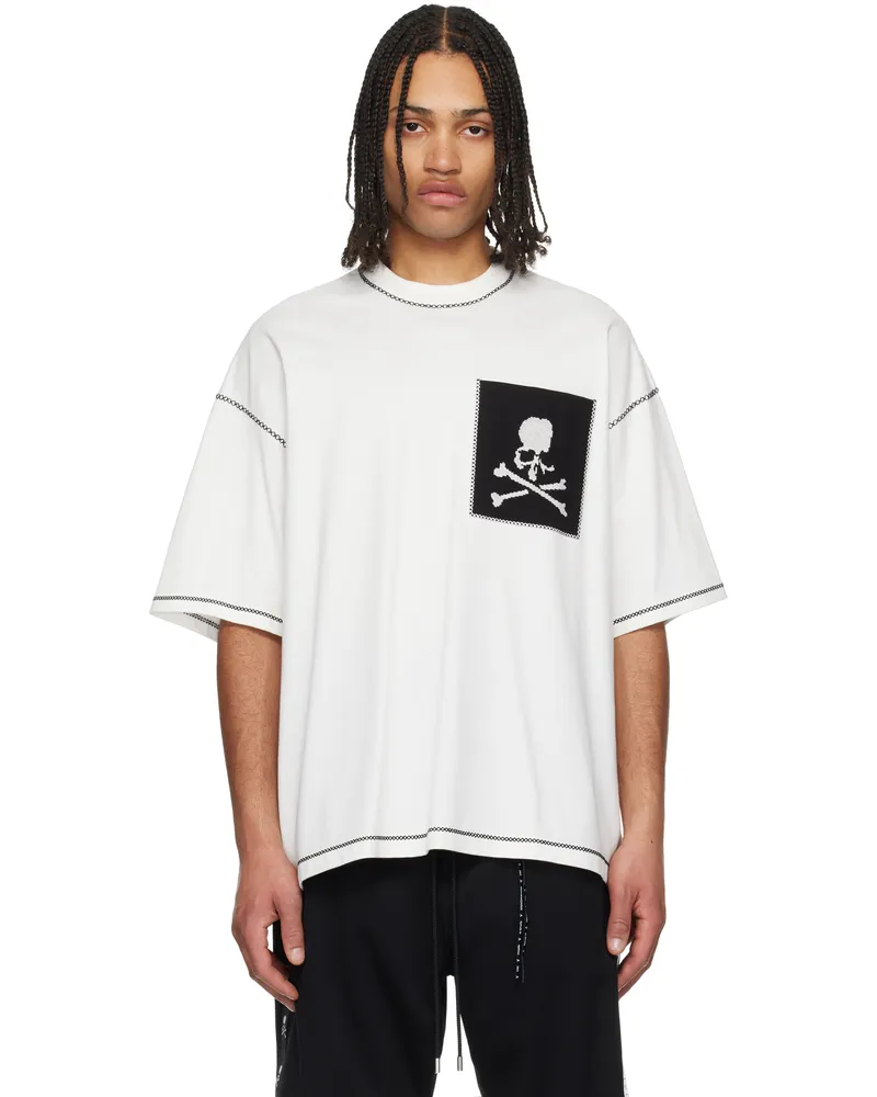 Mastermind Japan White Boxy Cross-Stitch T-shirt White