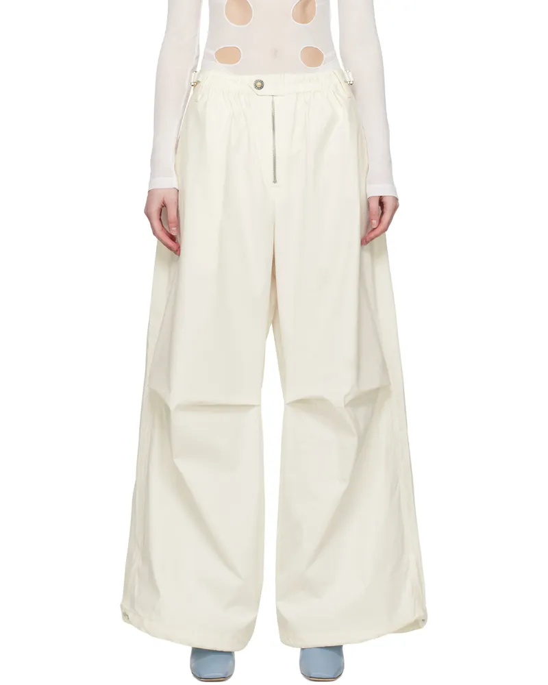 Dion Lee White Zip Trousers Ivory