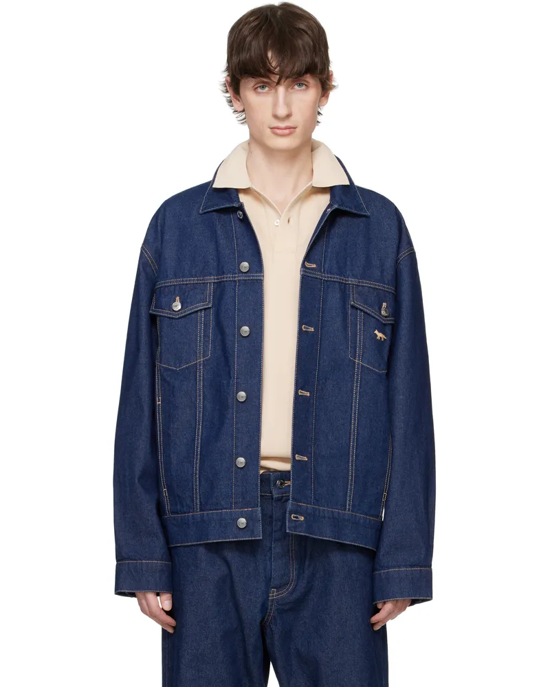 Kitsuné Blue Profile Fox Denim Trucker Jacket P470
