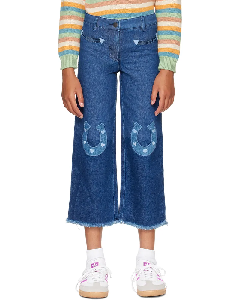 Stella McCartney Kids Navy Horseshoe Patches Jeans 666