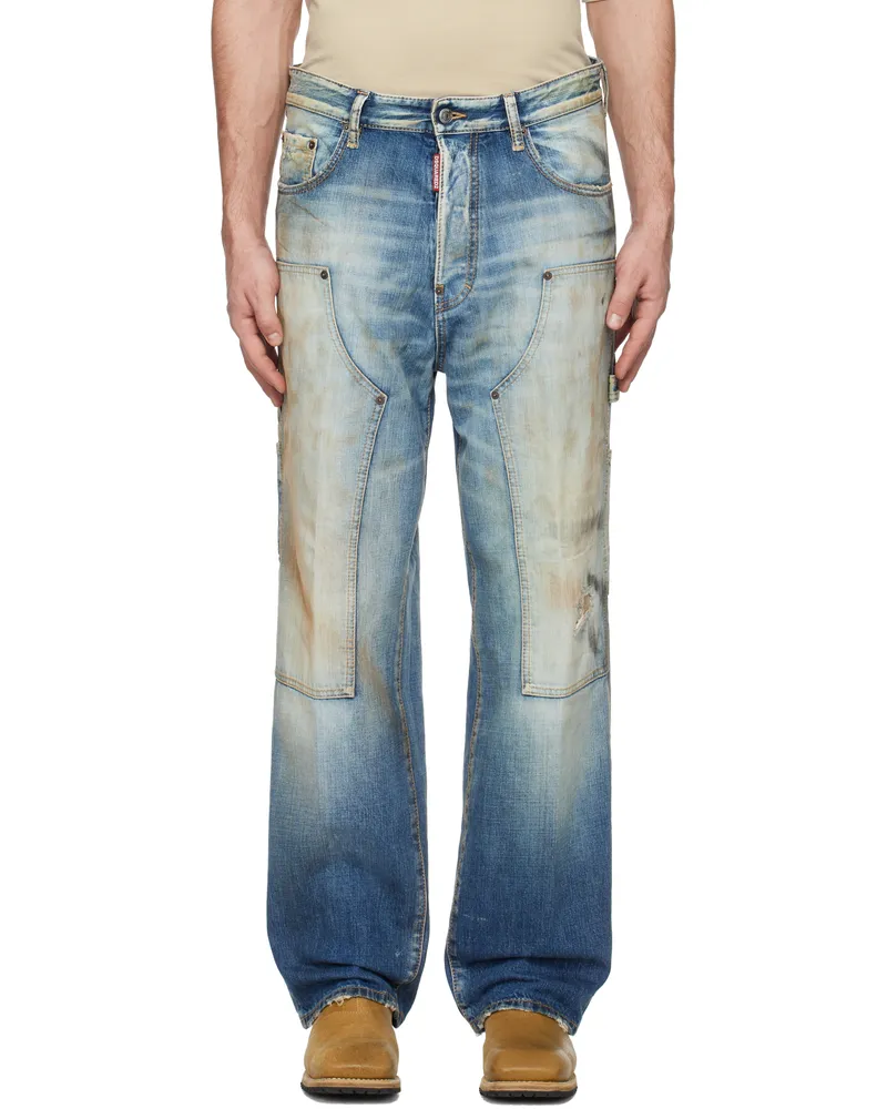 Dsquared2 Blue Medium Rusty Nail Wash Loose Carpenter Jeans 470