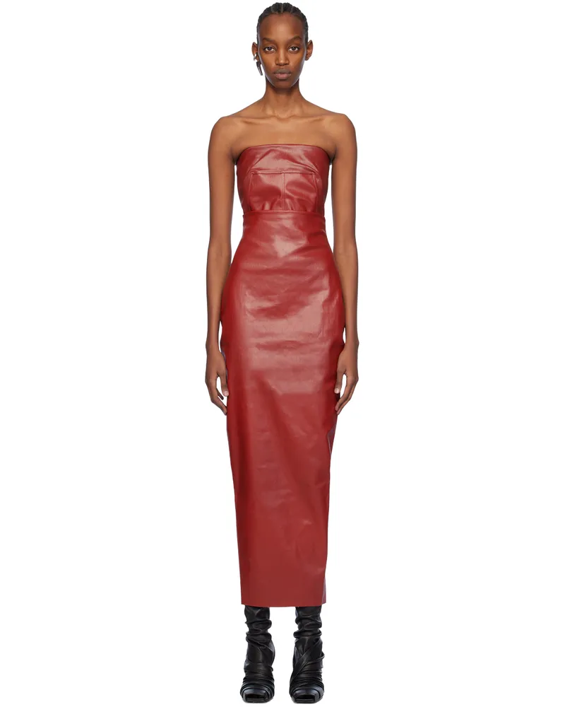 Rick Owens Red Dirt Pillar Denim Maxi Skirt 03