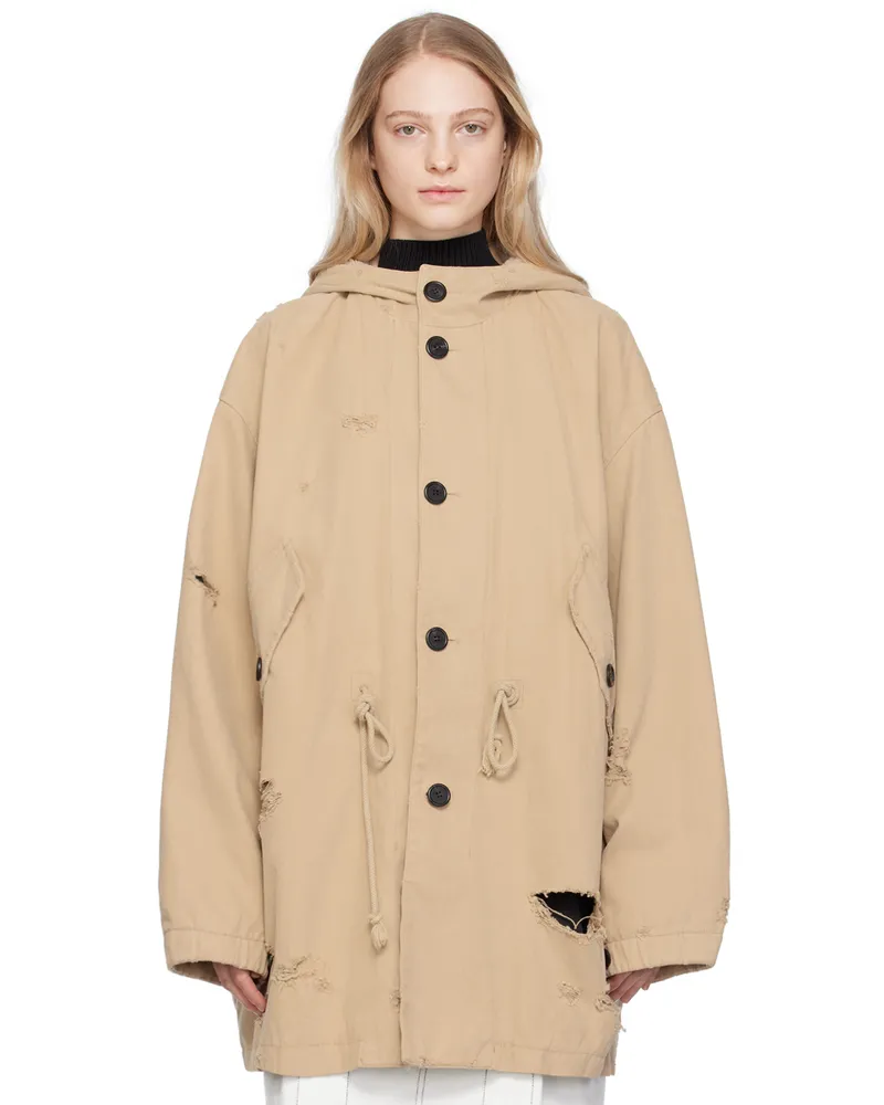 WE 11 DONE Beige Distressed Coat Beige