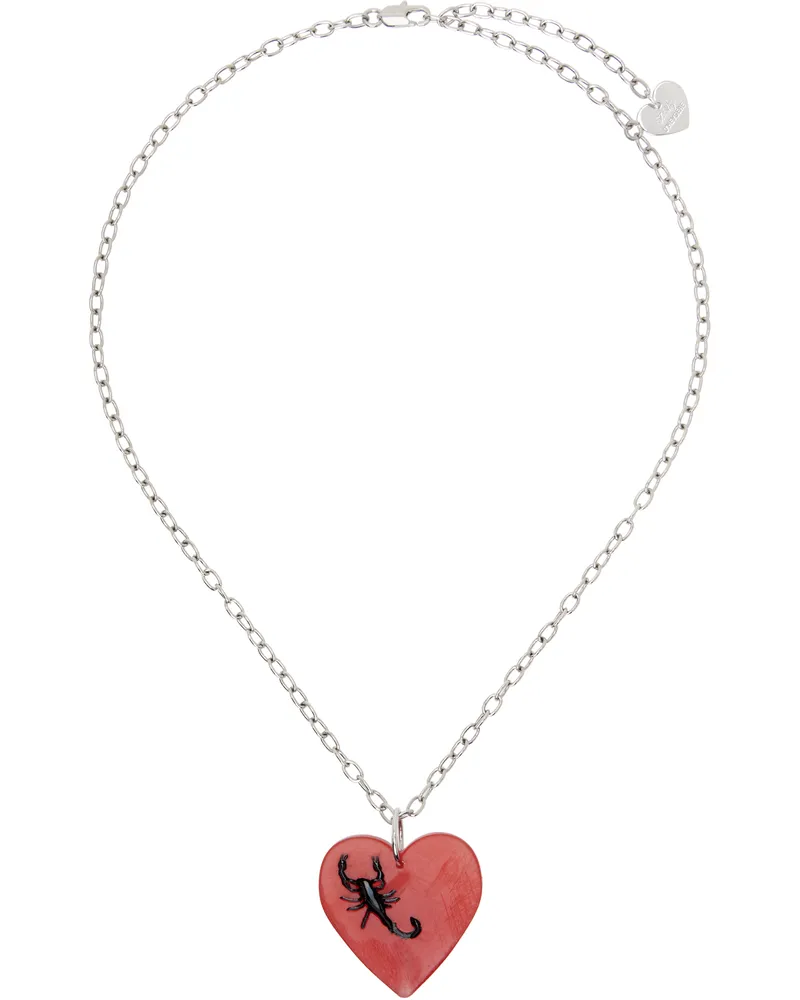 Petra Collins SSENSE Exclusive Silver D'heygere Edition Scorpio Lollipop Necklace Silver