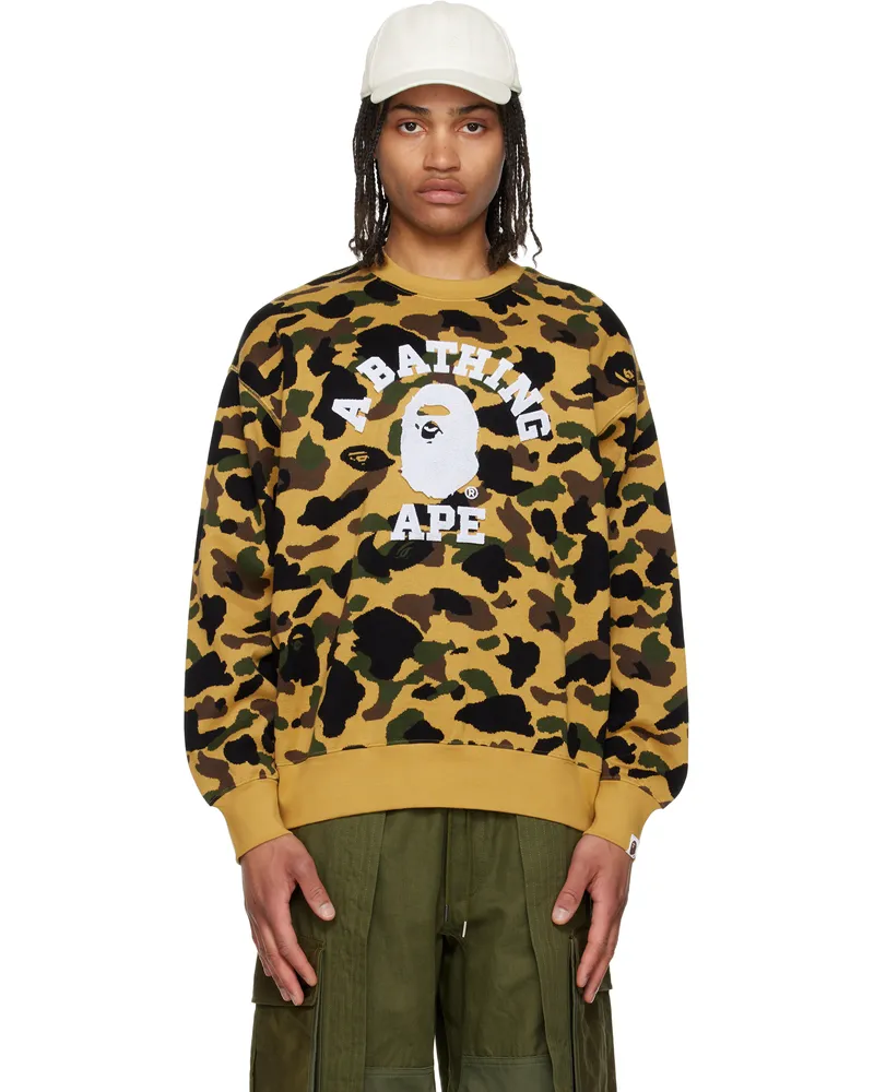 BAPE Yellow 1st Camo Jacquard College Sweatshirt Yel-yellow
