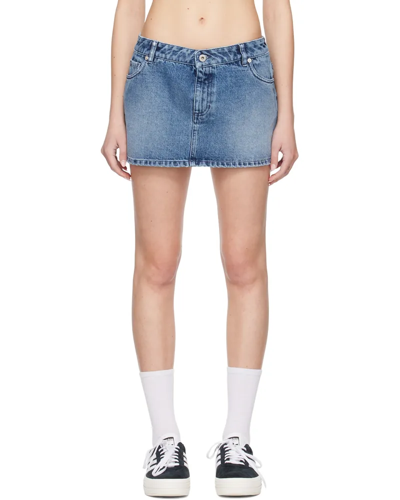HALFBOY Blue Zip-Fly Denim Miniskirt Sky