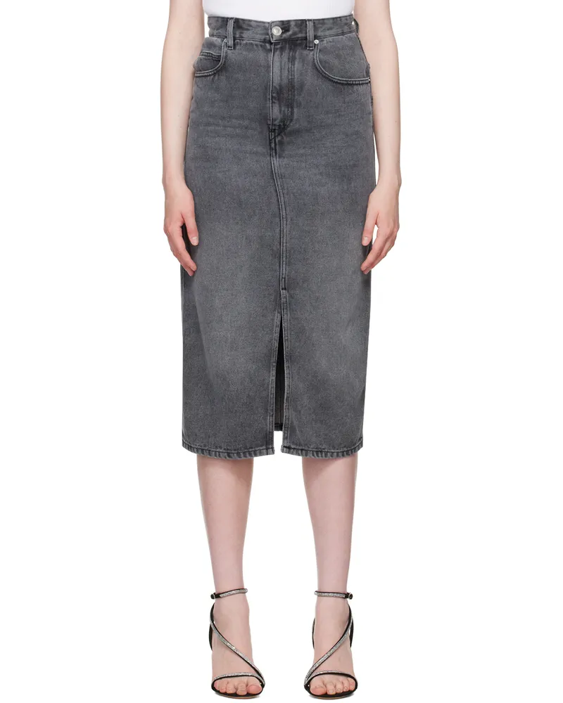 Isabel Marant Gray Tilauria Denim Midi Skirt 02ly
