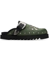 Toga Green Eyelet Metal Sabot Slip-on Loafers Green