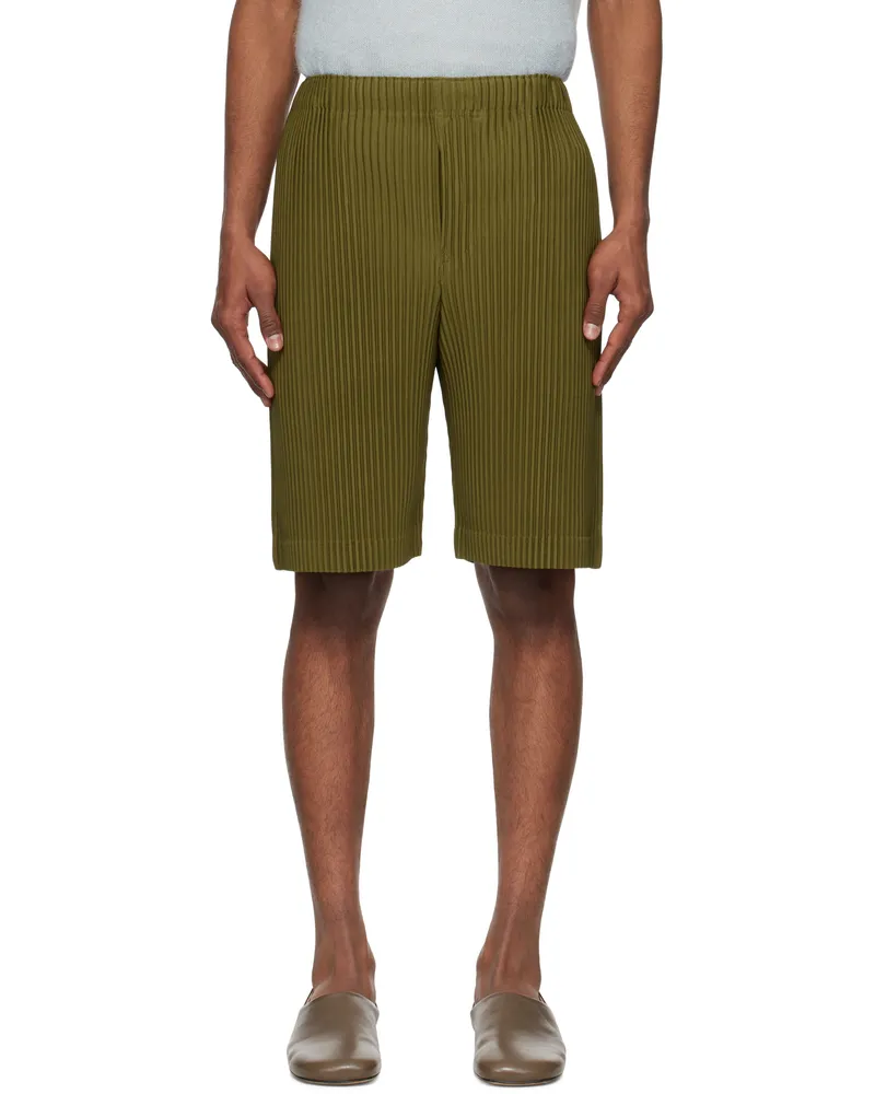 Issey Miyake Khaki Color Pleats Shorts 67-olive