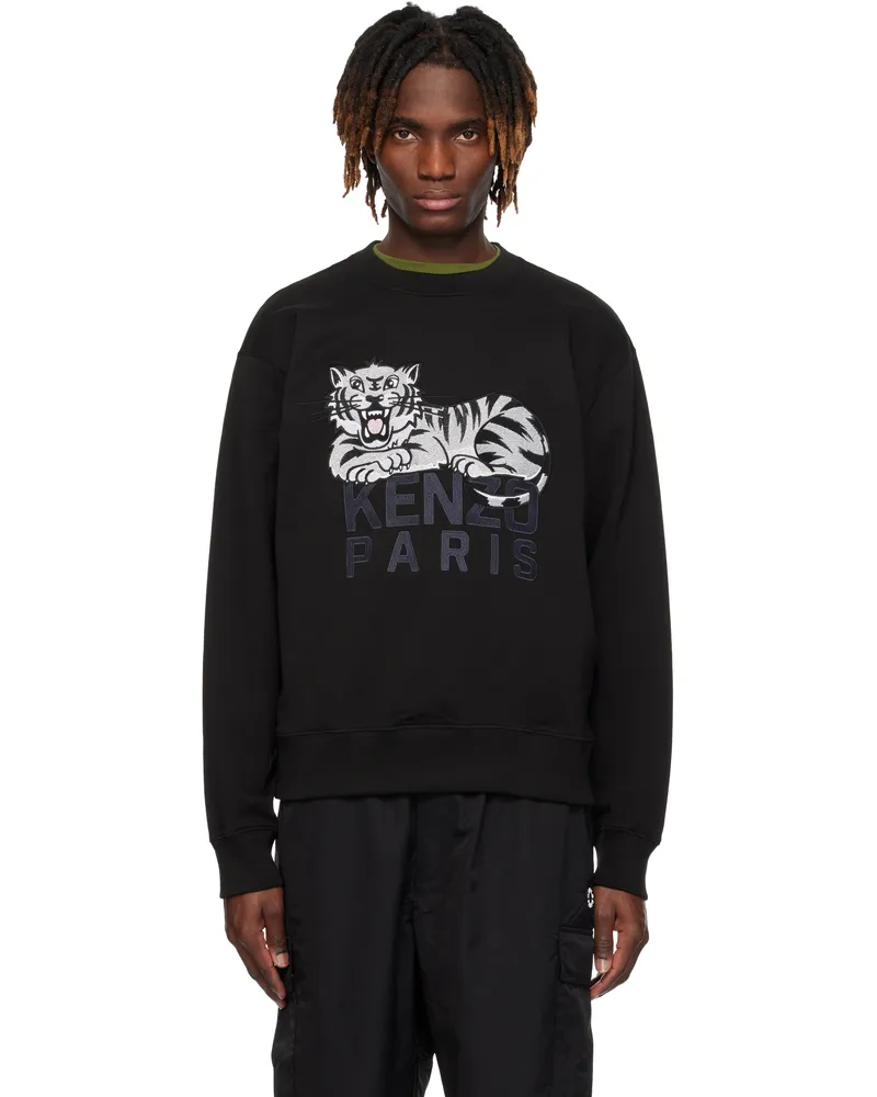 Kenzo Black Kenzo Paris 'KENZO Happy Tiger' Embroidered Sweatshirt Black