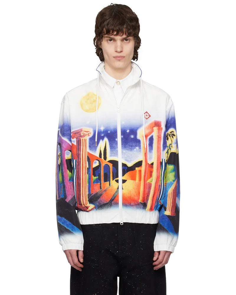 Casablanca Paris White & Navy Midnight Acropolis Windbreaker Jacket Midnight