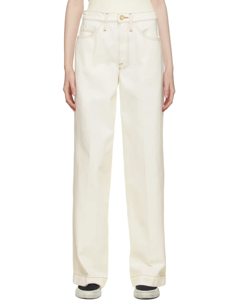 Frame Denim White Wide Leg 'Le Italien' Jeans Blanc