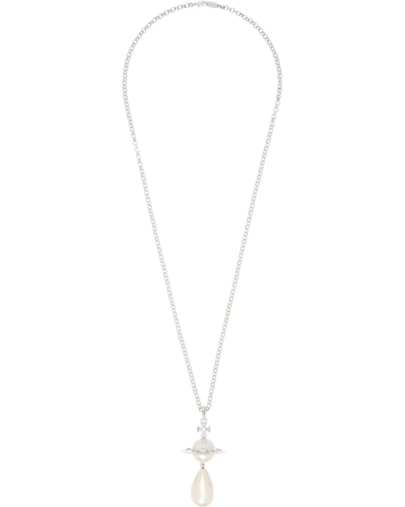 Vivienne Westwood Silver Giant Faux-Pearl Drop Pendant Necklace P103
