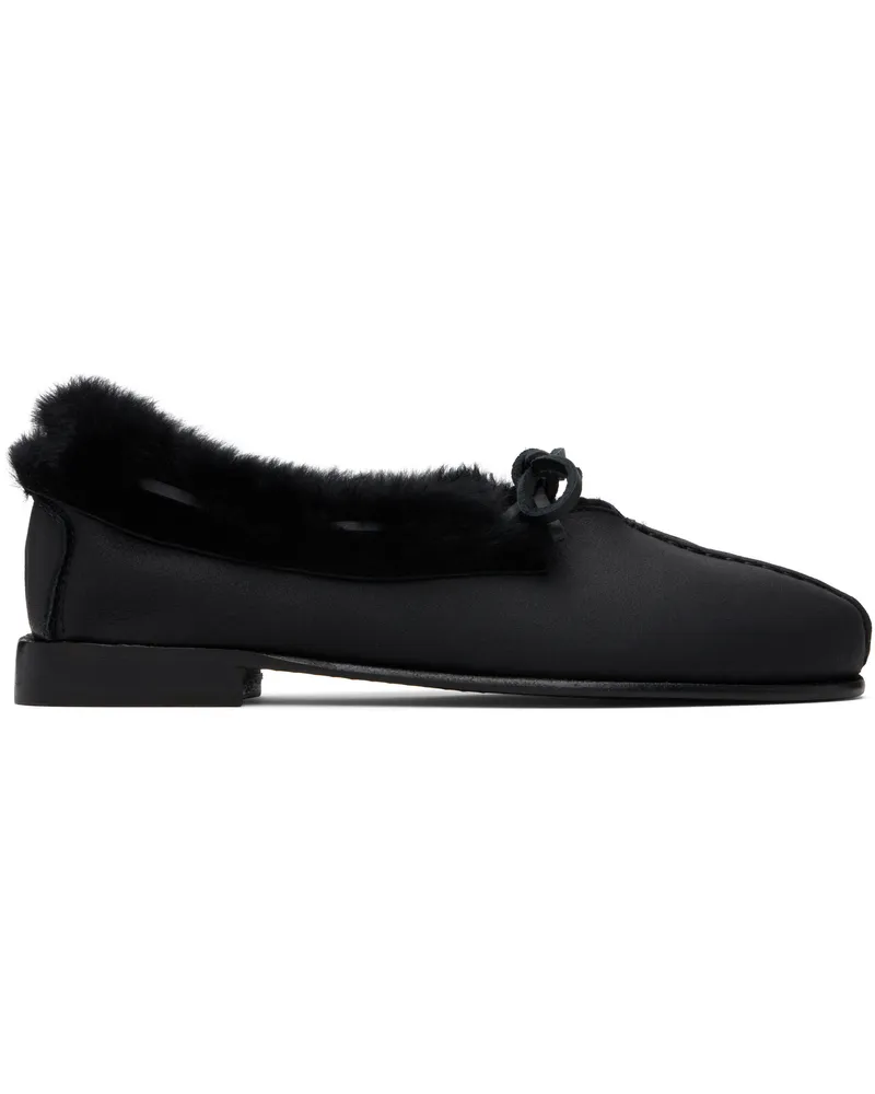 HEREU Black Tilla Shearling Loafers Black