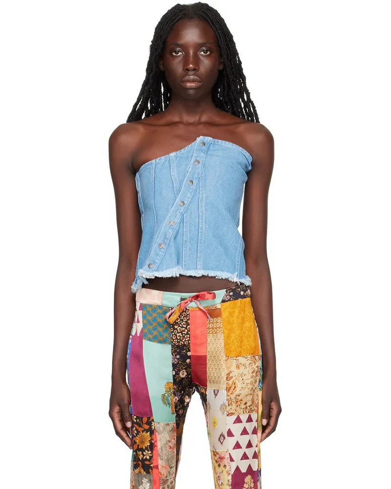 Marques ' Almeida Blue Patchwork Corset Blue