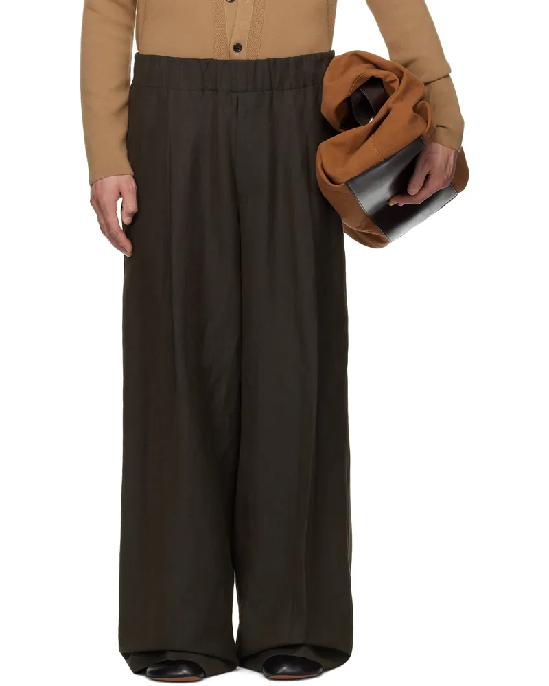 Dries van Noten Brown Drawstring Trousers 704