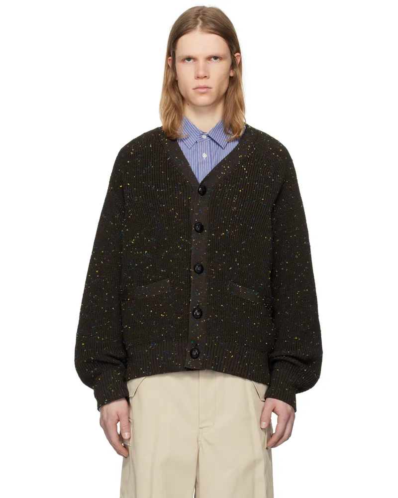 Sacai Brown Nep Yarn Knit Cardigan 601