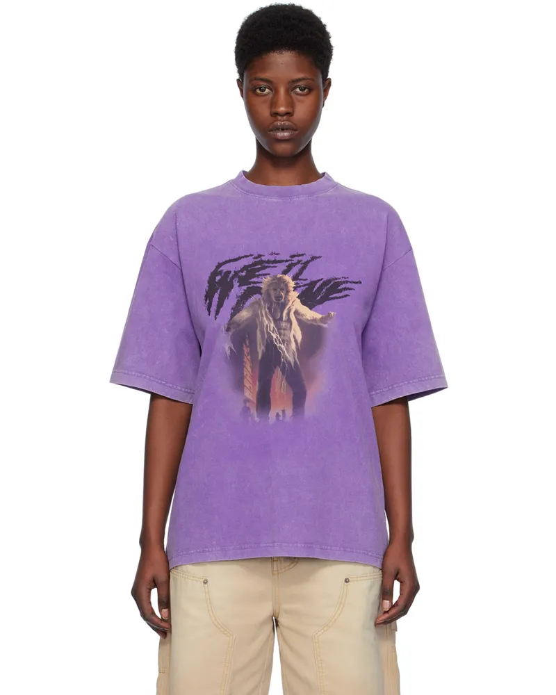 WE 11 DONE Purple Vintage Horror T-Shirt Purple