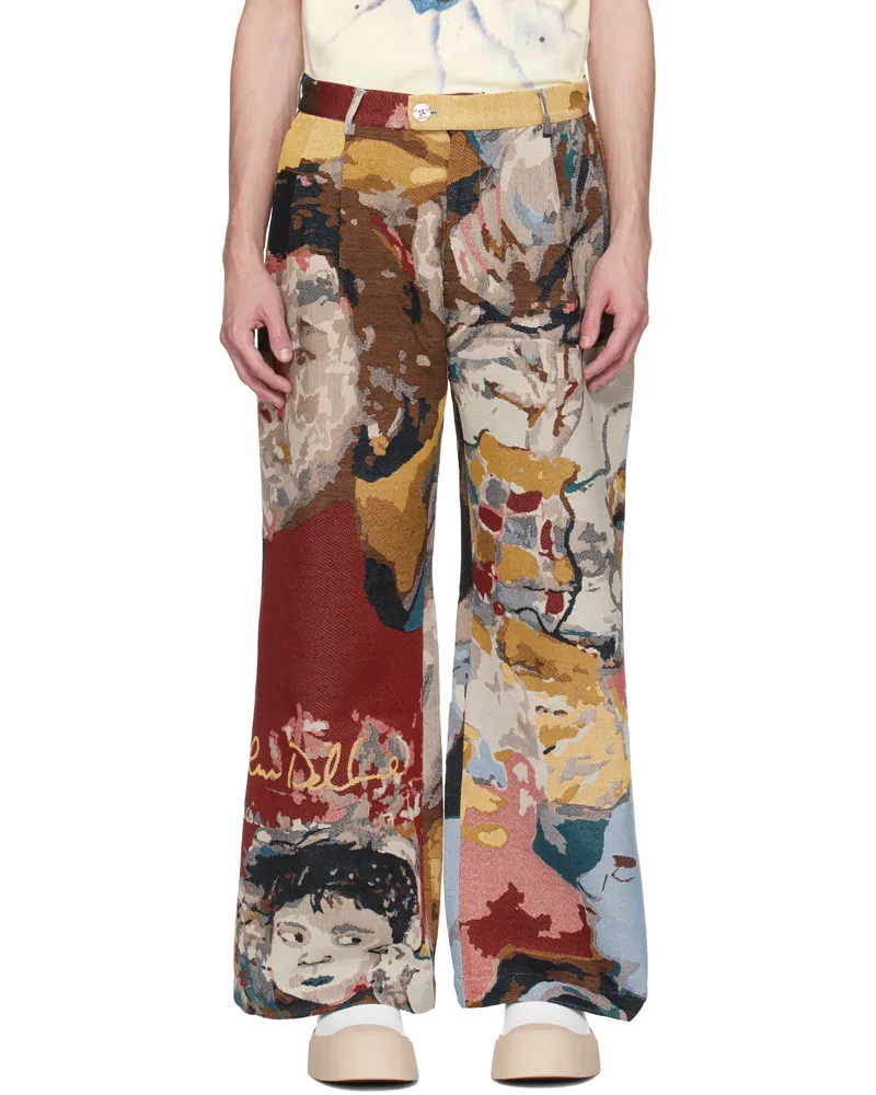 KidSuper Multicolor Jacquard Paintings Double Pleated Trousers Multi