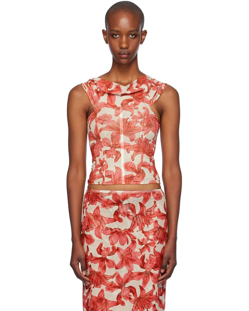 Miaou Beige & Red Magda Corset Top Orchid