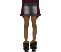 Black Faded Denim Miniskirt