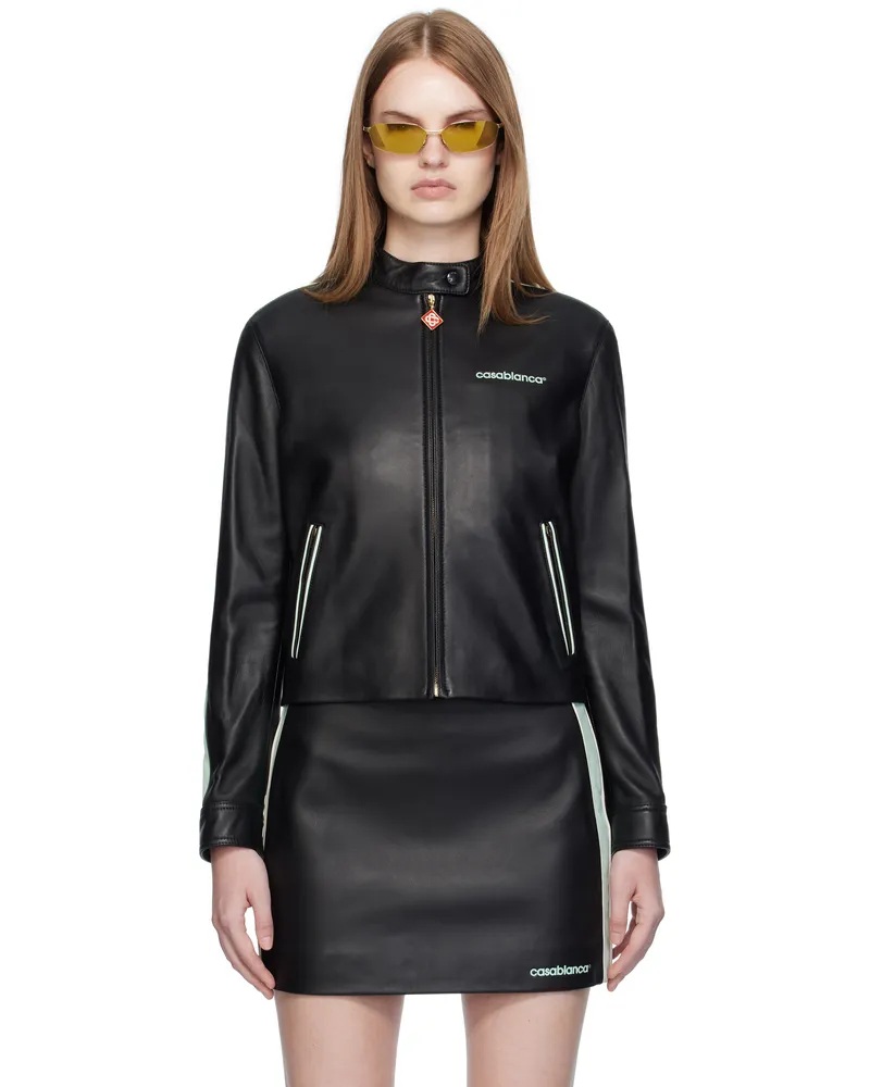 Casablanca Paris Black Leather Racer Jacket Black
