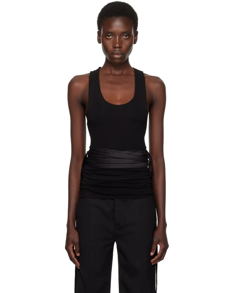 AARON ESH Black Satin Tie Tank Top Black