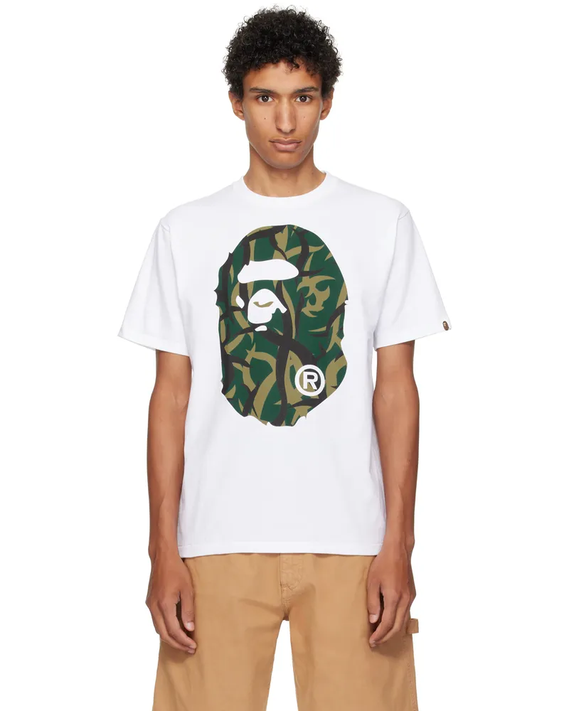 BAPE White Trial Camo Big Ape Head T-shirt Wh0