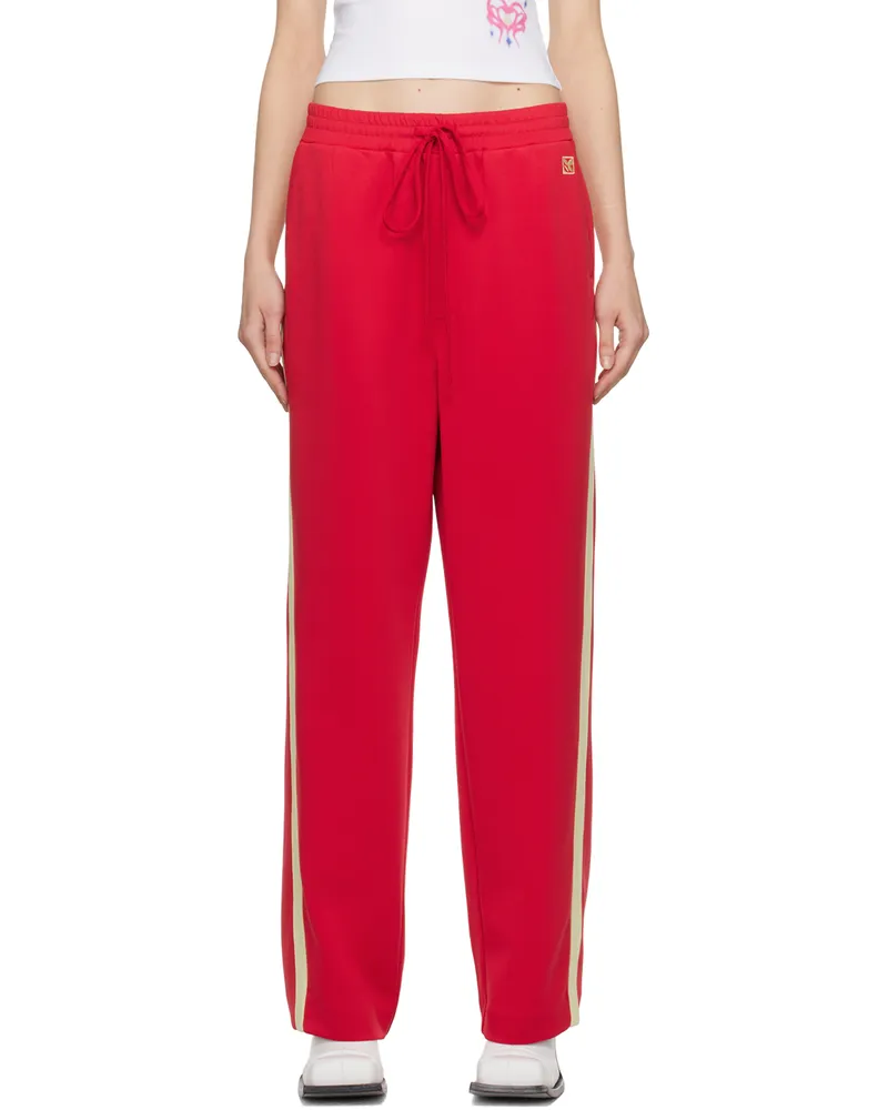 lesugiatelier Red Side Stripe Track Pants Red
