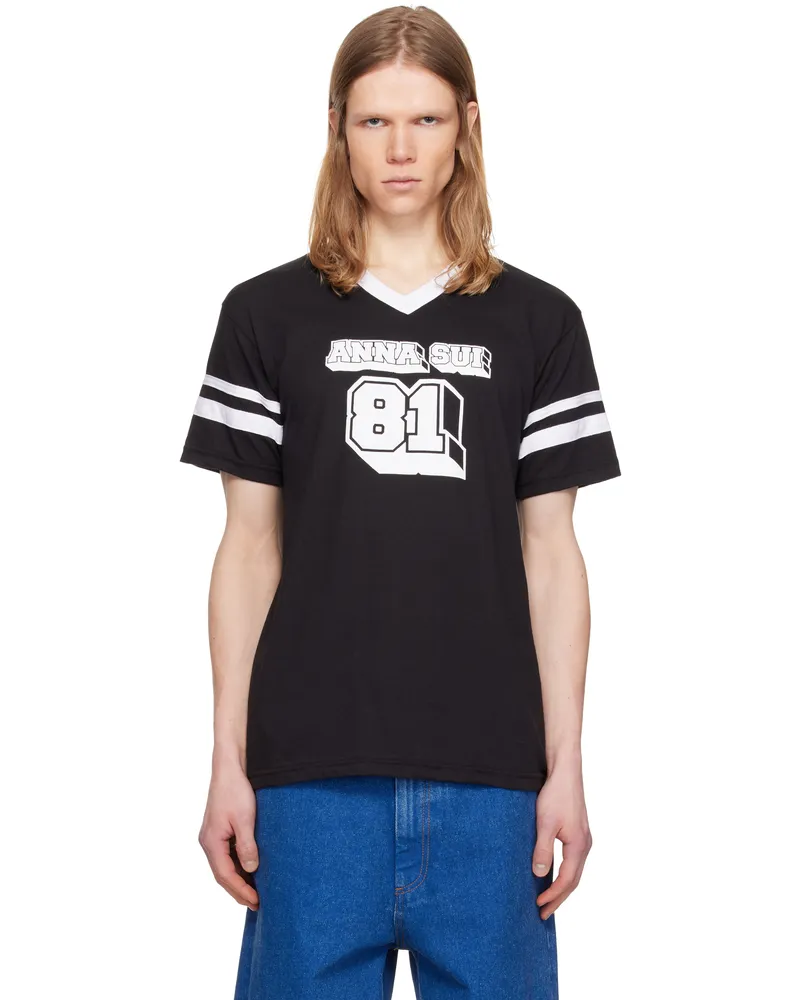 Anna Sui Black & White 'Anna Sui' Logo T-shirt Black