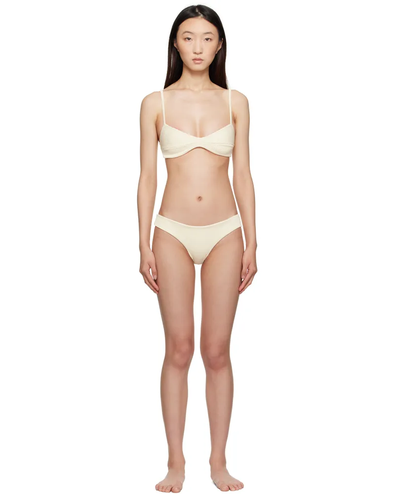 Haight Off-White Adjustable Ribbed Monica & Ribbed Basic Bikini White