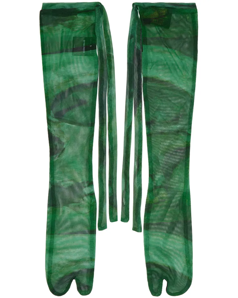 OTTOLINGER SSENSE Exclusive Green Mesh Tabi Socks Black